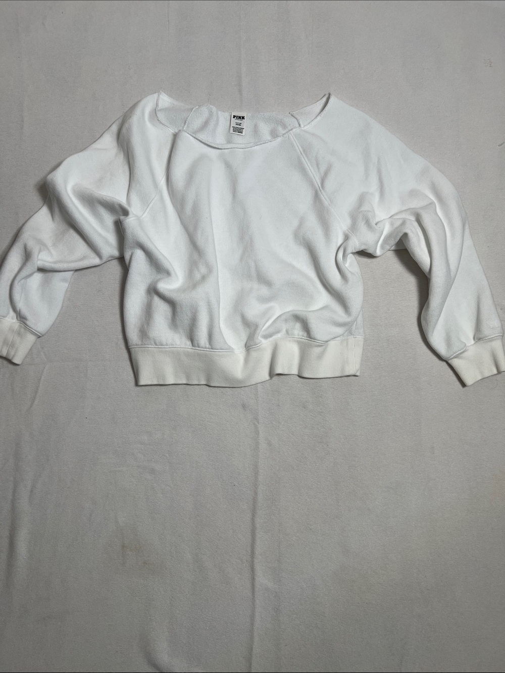 PINK Victoria's Secret White Sweatshirt Tag Detail